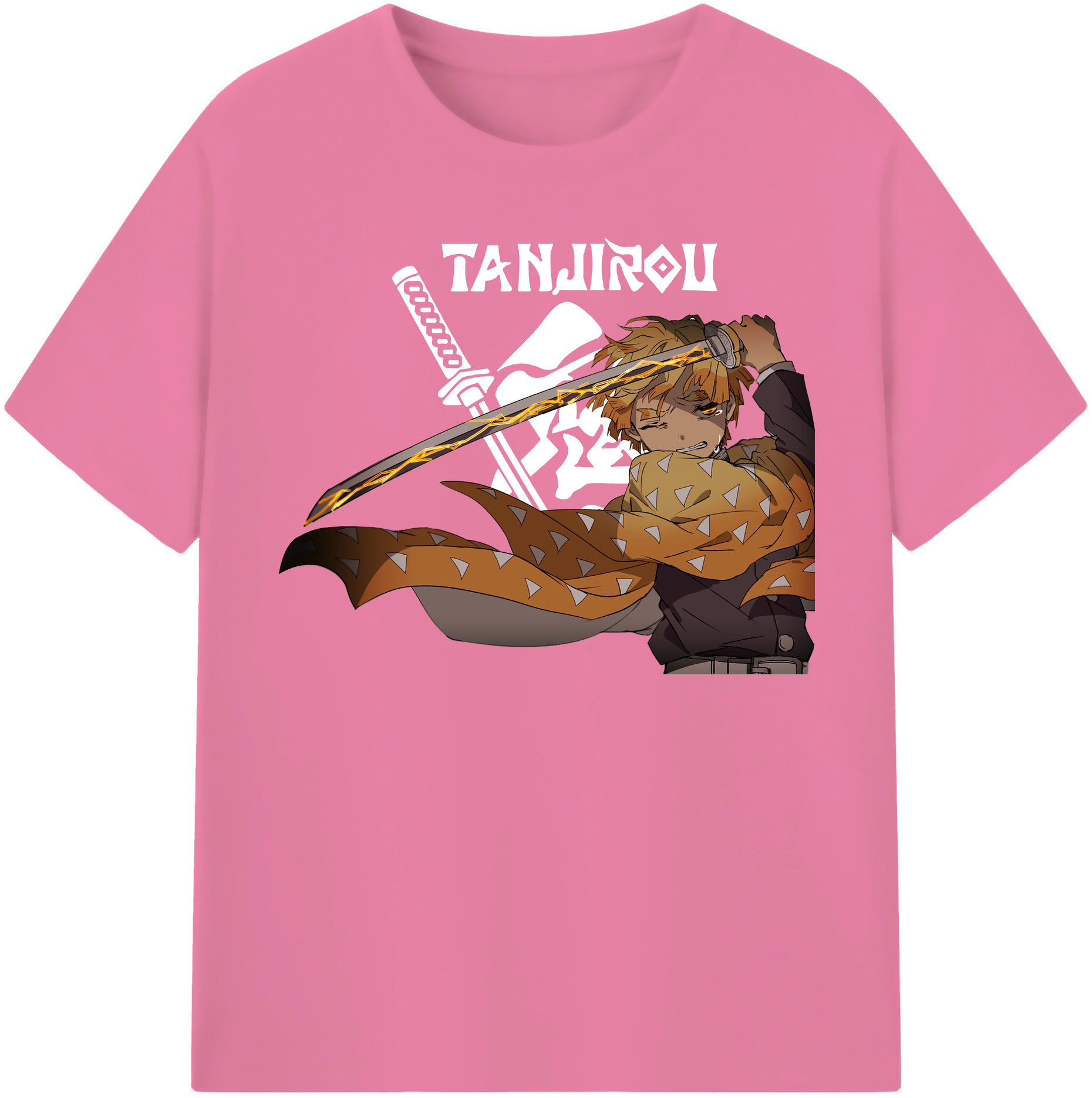 （画像用） 鬼滅の刃（きめつのやいば）我妻 善逸／あがつま ぜんいつ Agatsuma Zenitsu 綿100％半袖Tシャツ（フロントプリント）
